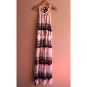 Tie Dye Stripe Racerback Maxi Dress Sleeveless